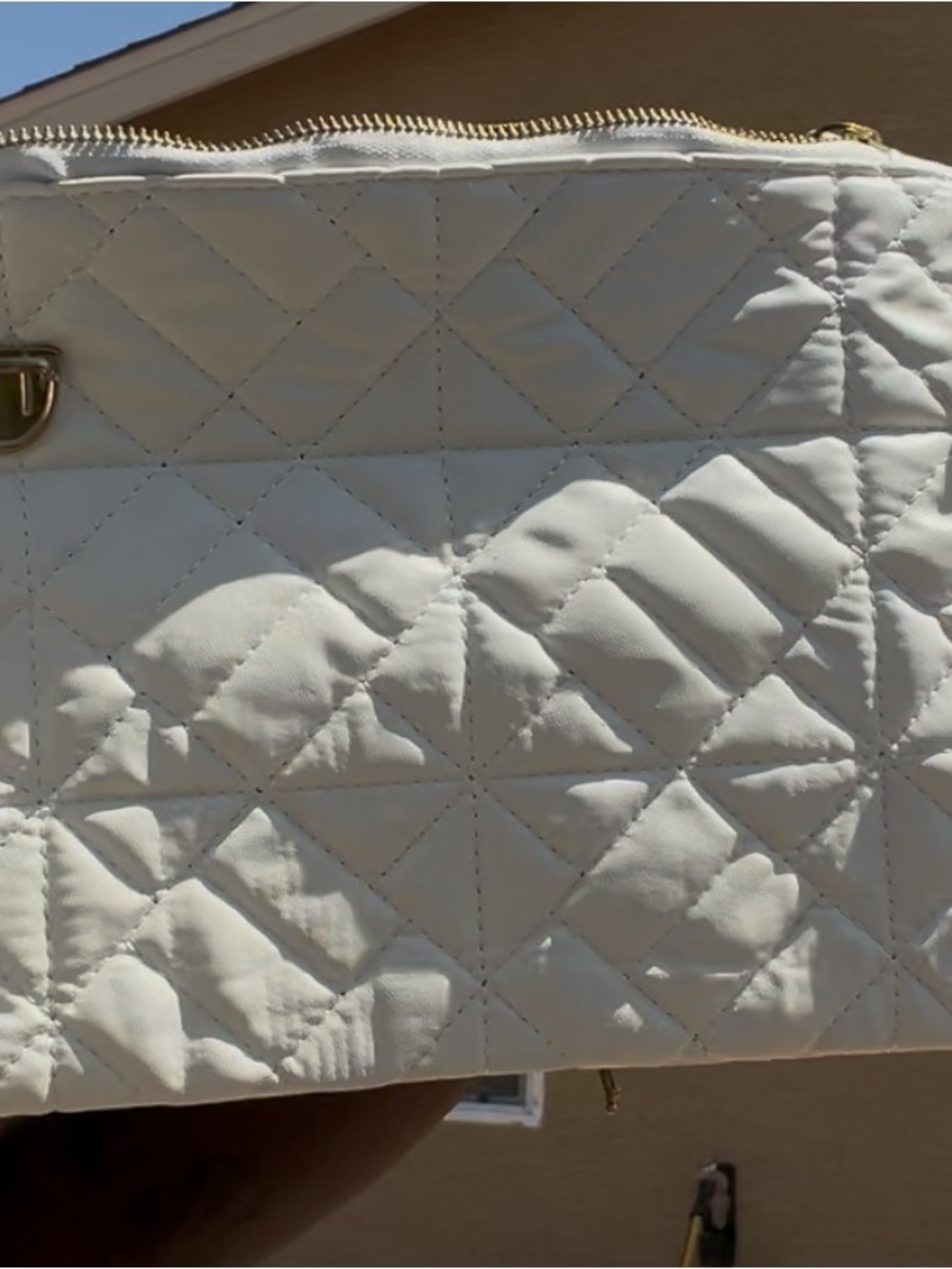 Quilted White Women’s Zip-Top Handbag